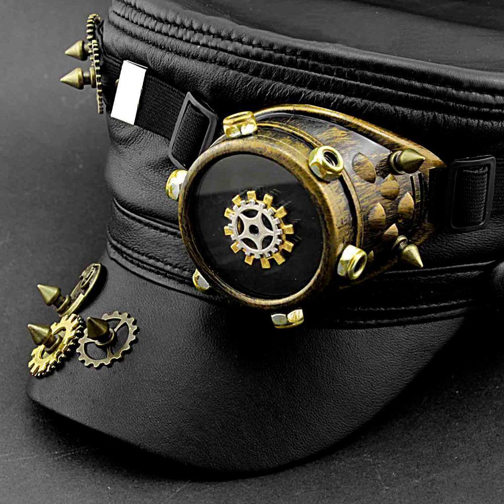 Steampunk Gear One Goggle Black Hat