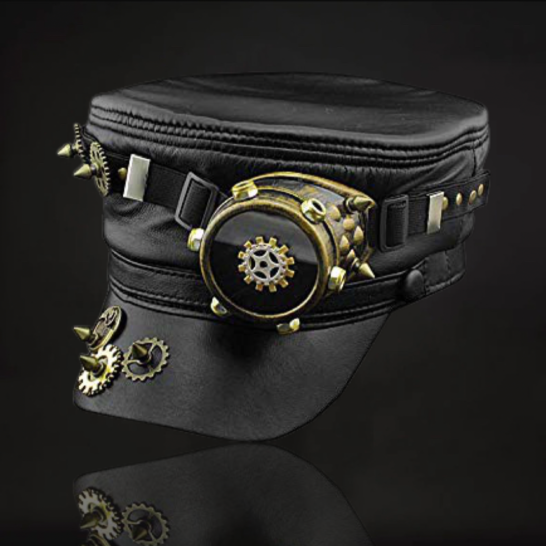 Steampunk Gear One Goggle Black Hat