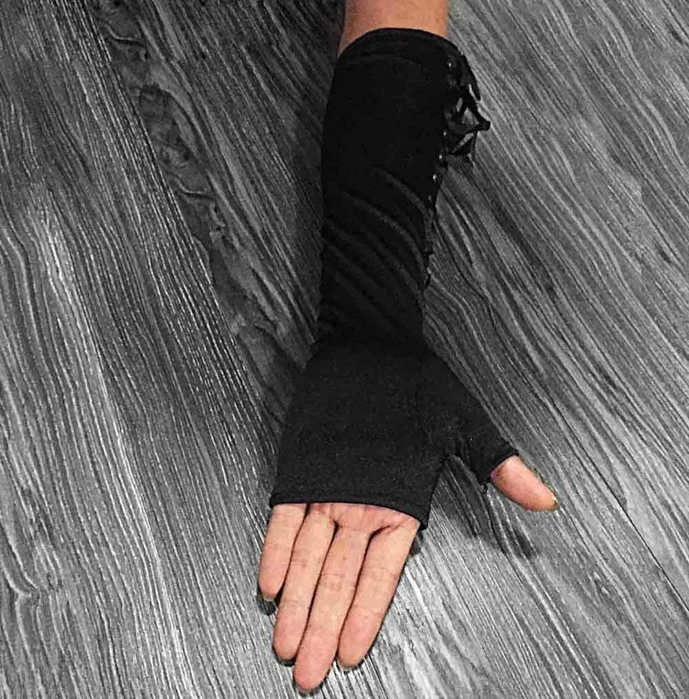 Long Sexy Lace-Up Fingerless Gloves - Frontier Punk