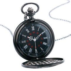 Gothic Black Steampunk Pocket Watch on Chain - Frontier Punk