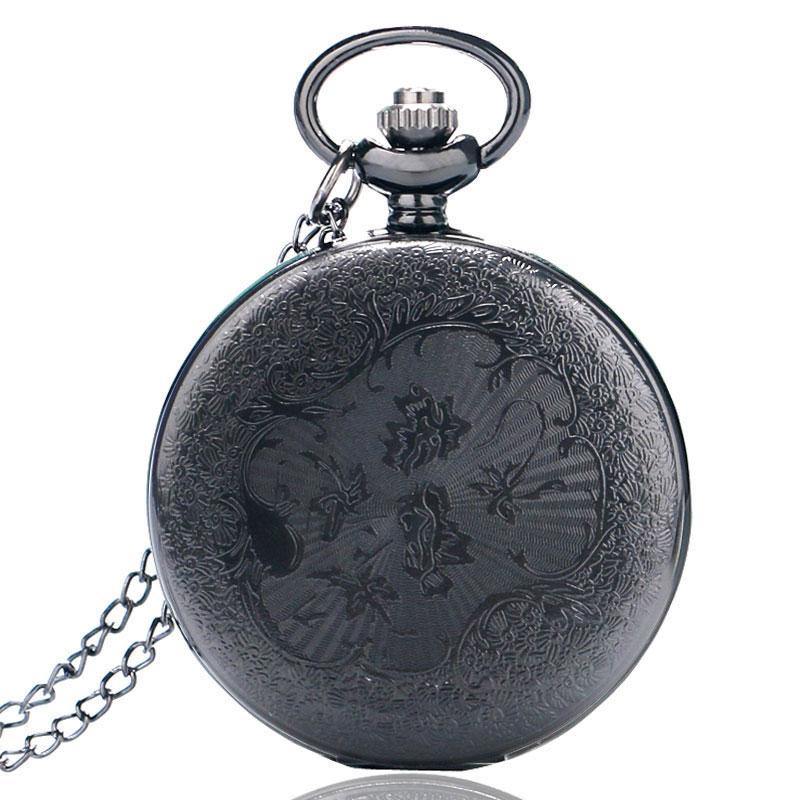 Vintage Coal Steampunk Pocket Watch on Chain - Frontier Punk