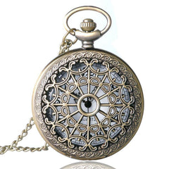 Hollow Spiderweb Steampunk Pocket Watch on Chain - Frontier Punk