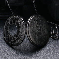 Vintage Coal Steampunk Pocket Watch on Chain - Frontier Punk