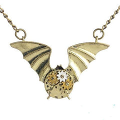 Steampunk Gears Bat Pendant Necklace - Frontier Punk