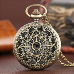 Hollow Spiderweb Steampunk Pocket Watch on Chain - Frontier Punk
