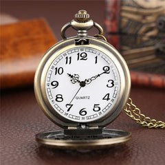 Hollow Spiderweb Steampunk Pocket Watch on Chain - Frontier Punk
