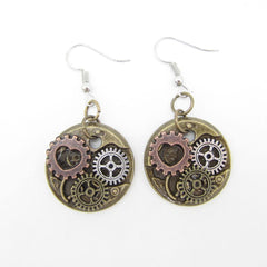 Round Steampunk Gears Earrings - Frontier Punk