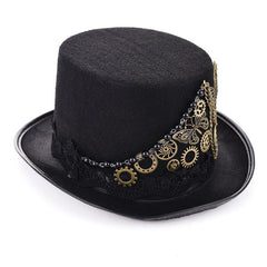 Steampunk Gears Lace Wing Chain Wool Hat - Frontier Punk